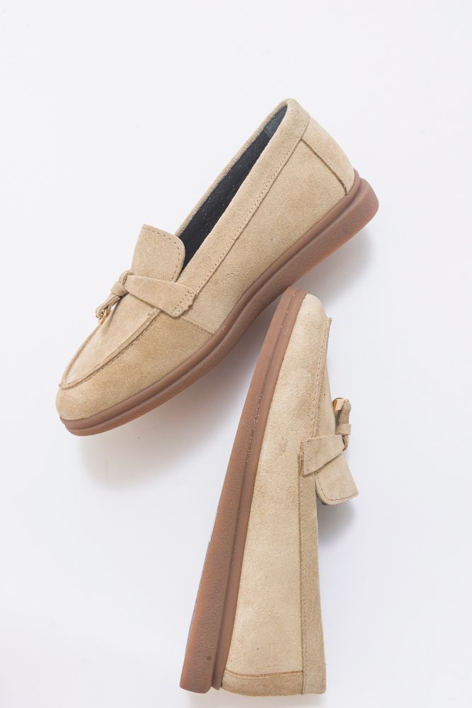 kadin-deri-tokali-loafer-BEJ SUET-NHR23237001-0054067_0